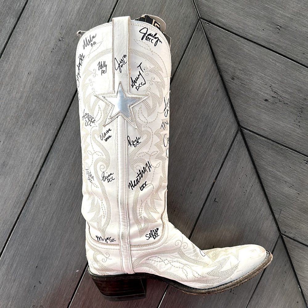 Authentic used Dallas Cowboy Cheerleader’s Signed Boot